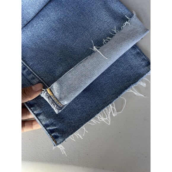 Levi's Ribcage Straight Ankle High-Rise Raw Hem Stretch Blue Jeans Women’s Sz 32 - Picture 6 of 13